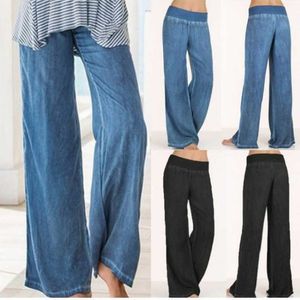 Damenhose, große Damen-Freizeithose, dünne Jeans, weites Bein