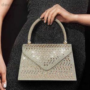 Shoulder Bags Women Clutch Handbag Rhinestone Brides Wedding Party Evening Bags Top Handle Shoulder Chain Square Bucket Messenger Purse Bags T240301