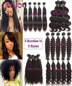 Cabelo humano brasileiro pacotes kinky encaracolado tecer extensões de cabelo corpo água onda profunda tramas retas virgem peruano indiano remy hum4016413