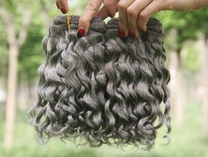 シルバーグレーディープカーリーヒューマンヘアエクステンショングレーブラジルの人間の髪は灰色の深い波の巻き巻き拡張機能3pcsロット新しい到着4493764