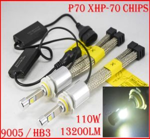 1 Set P70 110W 13200LM 9005 HB3 9006 HB4 Cre LED-Scheinwerfer-Kit XHP70 Chip Lüfterlos SUPER Weiß 6000K Fahrnebelscheinwerfer H4 H8 H5334754