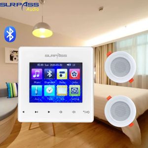 Hoparlörler Akıllı Ev Mini Touch Anahtar Ses Bluetooth Duvar Amplifikatörü 2*20W FM Radyo Kapı Zil ile Kosersi Tavan Hoparlör PA Sistemi Banyo