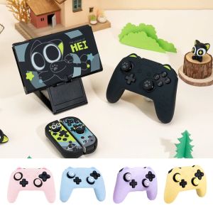 Casos Black Cat Paw Silicone Soft Shell Gamepad Adesivo Pele para Nintendo Switch Pro Game Controller Case Thumb Stick Grip Cap Capa