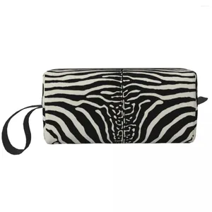 Torebki kosmetyczne paski Zebra Drukuj skóra ukryj konsystencję duża torba do makijażu Zipper Travel Animal Organizator dla unisex