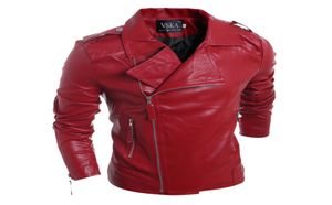 Whole Mens Motorcycle Suede Jacket Solid Style Red Black white Faux Leather Jackets Men Korean Slim Fit Male Brand Punk Man C3472061