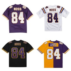 Costurado Jersey de Futebol 84 Randy Moss 1998 40º Branco Roxo Malha Retro Rugby Jerseys Homens Mulheres Juventude S-6XL