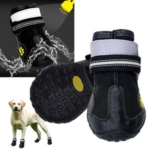 4pcsset Pet Dog Shoes Reflective Waterproof Boots Warm Snow Rain Booties Antislip Socks Footwear For Medium Large Dogs 240228