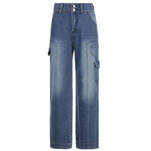 2023 Nya designer jeans stil rak ben löst montering fjäder och hösthög jeans kvinnor midjade bantning och droppande breda ben moppbyxor loewee jeans6g9j