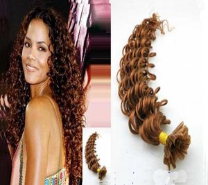 Brasileiro virgem encaracolado fusão cabelo humano onda profunda u ponta extensão do cabelo 100g 100s pré ligado extensões de cabelo encaracolado3808770