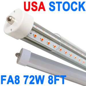 Luz de tubo LED de 8 pés, lâmpada LED T8 de 8 pés, 72 W (equivalente a 300 W), luzes de loja LED de base FA8 de pino único, alimentação de extremidade dupla, branco frio 6000 K, tampa transparente, AC 85-277 V crestech