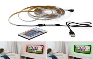 5V USB LED şerit ışığı 1m 2m 3m 4m 5m Sıcak Beyaz RGB LED Strip 2835 TV Arka Plan Aydınlatma Dekoracion Peri Işıkları8874706