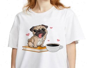 Summer Cute Pug Dog Animal Print Women T Shirt krótkie rękawa do ubrań Ulzzang Harajuku Ladies Tee7377695