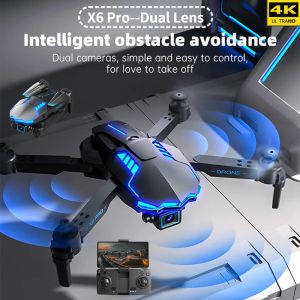 Drönare X6 Pro RC Drone med 4K HD Dual Camera Foldbar WiFi FPV DRONES Hinder Undvikande Optisk flödeslokaliseringshelikopter