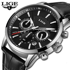 LIGE Fashion Watch for Men Top Brand Luxury Business Watches Sport Quartz Chronograph Waterproof Wristwatch Man Reloj Hombre 240227