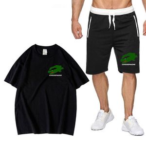 2024 T-shirt casual da uomo estiva Set minimalista Sport di strada Stampa giovanile Girocollo Manica corta Pantaloncini da uomo Set a due pezzi