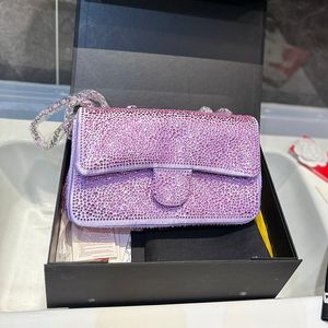 Kadın Tasarımcı Klasik Tek Flep Blingbling Rhinestone Kapitone Çantalar Gümüş Metal Donanım Matelasse Zincir Crossbody Omuz Lüks Çantalar 5 Renk 25cm