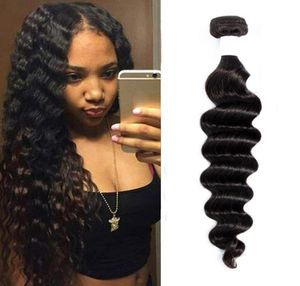 Malaysian One Bundle Loose Deep Natural Color Double Wefts Human Hair Extensions Wefts 1 Piecelot Loose Deep 828inch9228123