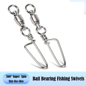 Fishhooks Ball Bearing Fishing Snap Swivels 360°Super Spin Fish Snaps Size 010# 50PCS for Saltwater Freshwater Fishing