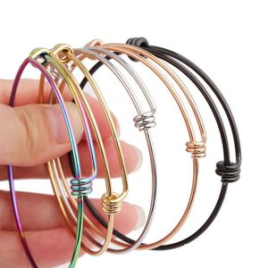 Braccialetti di filo di acciaio inossidabile braccialetti 55mm 60mm 65mm gioielli fai da te braccialetto di fascino espandibile regolabile 5 colori consegna di goccia Dhypq