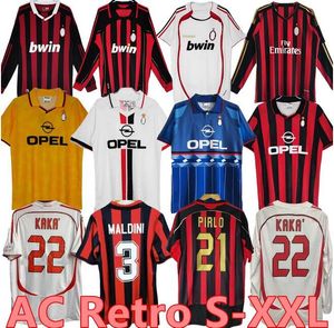 06 07 AC Retro Gömlek Futbol Formaları 95 96 97 Gullit 01 02 03 12 14 15 2006 2009 2010 Maldini Van Basten Futbol Kaka 93 94 Pirlo Ronaldinho Baggio Classic