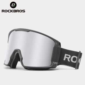 Eyewear Rockbros Çift Kayak Goggles Büyük Çerçeve Erkekler ve Kadınlar Açık Görüntüle Kayak Renkli Kaplama Nefes Alabilir Sünger Snowboard Gözlük