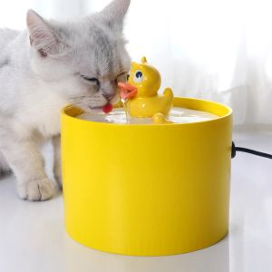 Supplies Kleiner Keramik-Katzenwasserbrunnen in Entenform, USB-betriebener elektrischer Wasserspender, Katzenfutterspender, Getränkefilter, Katzenhaustier-Trinknapf