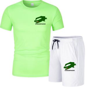 2024 Summer Brand Printed Men's T-shirt Set Sportswear Cotton Short Sleeve T-shirt Shorts Tracksuit Jogging Menkläder