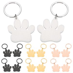 Etiquetas 10 unidades / conjunto Etiqueta de identificação de pata de cachorro formato personalizado pingente de joias de aço inoxidável colar DIY acessórios para chaveiro