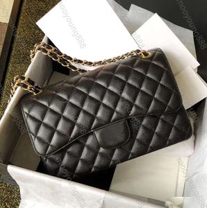 10A Top Tier Jumbo Double Flap Bag Luxury Designer Real Leather Caviar Lambskin Classic Black Purse Quilted Handbag Mirror Quality Shoulder Gold Bags Wallet 2024