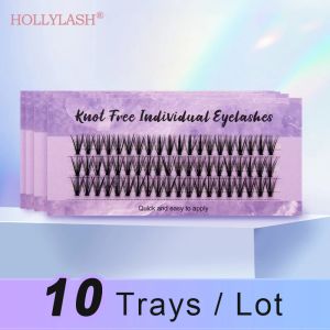 Ögonfransar Hollylash 10 fall/Lot Soft 10D/20D Natural Cluster Eyelash Extensions Diy ympning Enskilda fransar 3D Volymeffekt C/D Curl