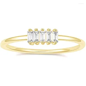 Pierścienie klastra Kolmnsta 1,5 mm Eternity Pierścień 14K Gold Stacked Stadeett Bagieette Cubic Zirconia Petite Wedding Połączka dla kobiet Rozmiar 4-10