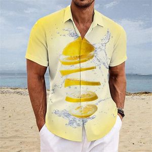 メンズカジュアルシャツ2024男性用フルーツ3Dプリントシャツ