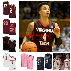 Virginia Tech Hokies 23 Tyler Nickel 3 Sean Pedulla 10 Brandon Rechsteiner 55 Conner Venable Basketball Jersey 33 Michael Ward 13 Jaydon Young Custom Sched