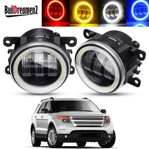 Sistema de iluminação 2 X Angel Eye Fog Light Assembly Car Front Bumper LED Lens Driving Lamp DRL 30W 12V para Ford Explorer 2011 2012 2013 2014