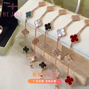 Designer Jewelry Luxury Bracelet VanCA V Golden Fan new diamond studded four leaf clover bracelet womens simple five flower of
