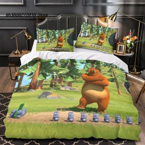 Сета New Grizzy и Lemmings Bedding Set Set Single Twin Full Queen King Size See Sele Set Set Aldult Kid Sleedcover Sets 3D аниме -кровать