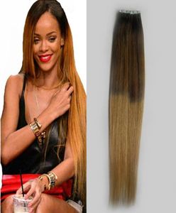 Skin Weft Tape In Human Hair Extensions T627 Ombre Color 25g Per Piece 40 pieces Human Hair Straight Ombre Skin Weft Hair Extens9015527