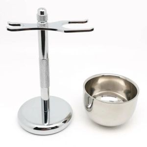 Rakare Teyo Shaver Holder Set inkluderar Chrome Shaving Brush Stand Razor Stand och Cup Perfekt för våt rakning av dubbelkant Razor