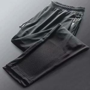 Pantaloni Pantaloni da jogging da uomo Pantaloni casual Vestibilità slim Pantaloni skinny con design a rete in fibra di poliestere per l'uso quotidiano Pantaloni sportivi estivi