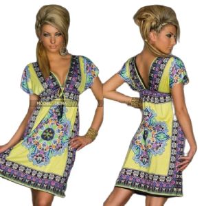 Dress Bohemian Plus Size Casual Women Dresses NEW Summer Style Print Deep V Silk Clothing Backless Sexy Women Dress Beach Style