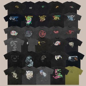 T-shirt de moda de designer de roupas lavar a rua da rua antiga da rua de dança da tendência masculina e feminina Camiseta de manga curta 666