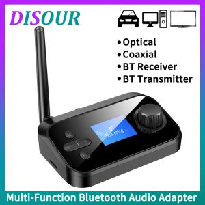 Högtalare Bluetooth 5.0 Ljudsändarmottagare 3.5mm Aux Optical Coaxial RCA Wireless Adapter med LED -display för TV PC Car -högtalare