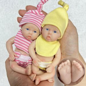 6 -calowa pełna silikonowa mini odrana dziewczyna Bebe Ręcznie robione miękkie bebe Reborn Doll Palm Love