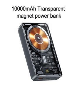 Banco de potência magnético sem fio pd 20w carga rápida 10000mah placa de cobertura transparente usb fonte portátil para iphone1312 telefone case4381884
