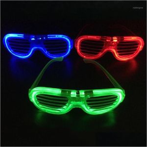 Máscaras de festa máscara de casamento óculos entretenimento engraçado truques brinquedo led piscando obturador brilhante vidro cego com bateria 1371 gota deliv dhkpa