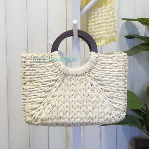 Designer- Women Vintage Rattan Handbag Female Bohemian Summer Beach Straw Bags Lady Simple Weave Bag Handmade Casual Large Tote SS3032