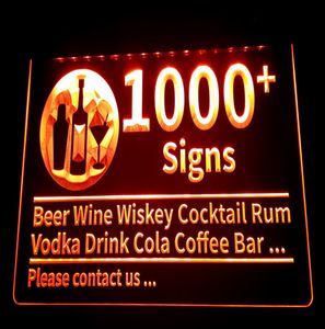 1000 Signs Light Sign Beer Wine Wiskey Cocktail Rum Vodka Drink Cola Coffee Bar Club Pub 3D LED Drop Whole8082155