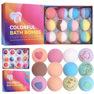 Bath 12pcs 70g حمام القنبلة هدية مجموعة كرات الملح الملح الأساسيات القنابل حمام للمرطبة للبشرة الفائقة الفقاعة الفقاعة الرائحة العطرية