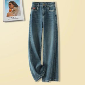 Jeans Wideleg Jeans 2023 New Women's Autumn Model Årets populära explosiva byxor Spring och Autumn Loose Retro Straight Pant