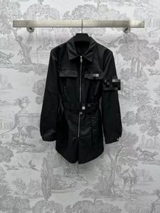 Vinatge 2024 Black Lapel Neck Long Sleeves Zipper Women's jacket Designer Sashes Belt women Cardigans 3024
